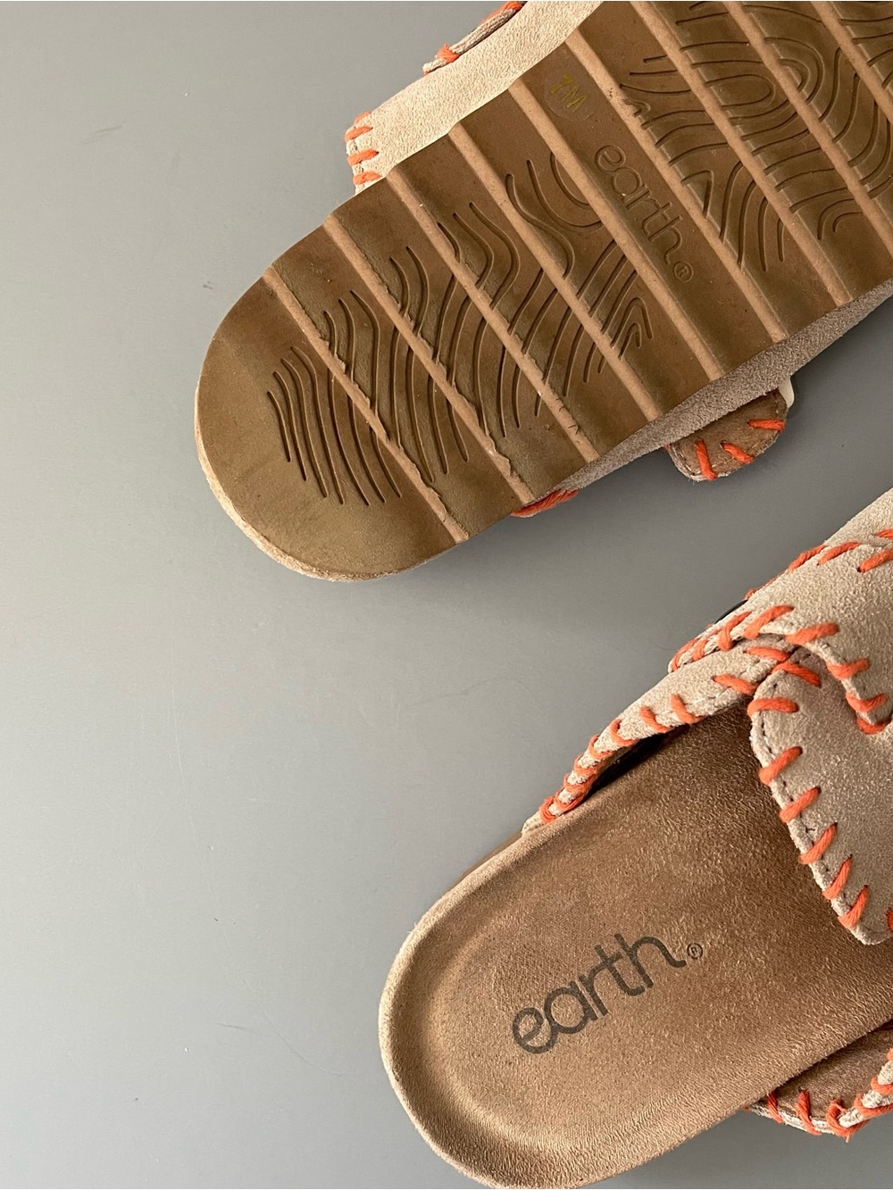 Earth Gena Leather Slip On Comfort Clog Taupe Orange 7 Boho Southwestern Foam - Picture 5 of 16